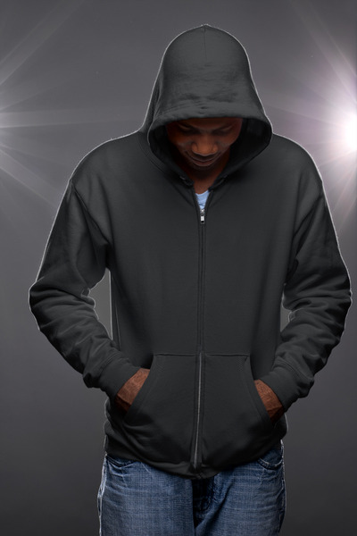 MAGORS Unprinted Zip-Up Cotton Long Sleeve Ribbed 3-Ply Hooded Winter Sweatshirt