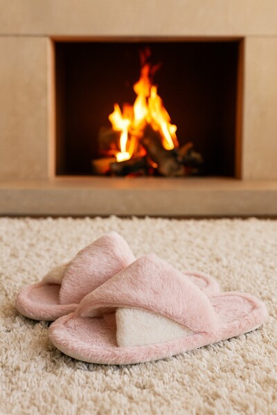 Moda Frato SOFTIE Çapraz Kadın Ev Terliği Kışlık Terlik Sessiz Taban