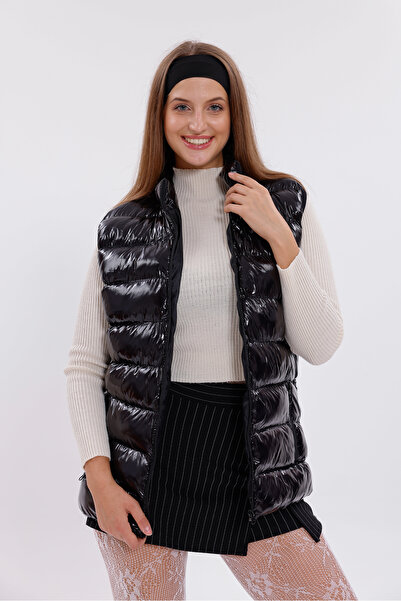 Montland Жіночий чорний блискучий надувний жилет