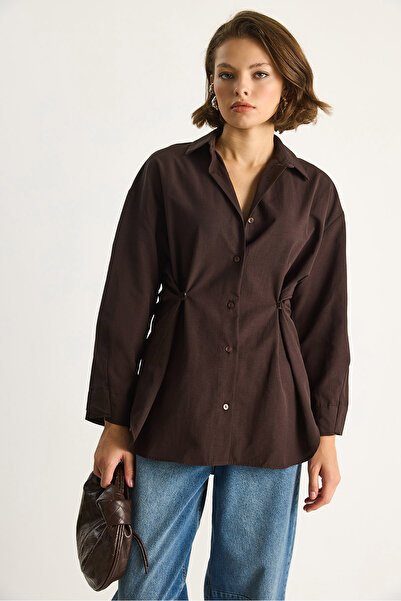 Bianco Lucci Women's Waist Button Detailed Regular Shirt 2135 60261156