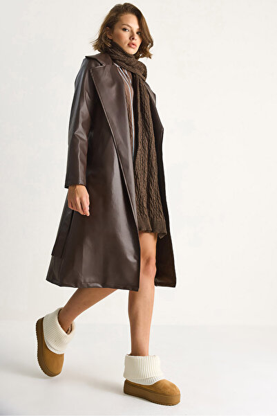 Bianco Lucci Kadın Kuşaklı Suni Deri Trençkot 2238 40111012
