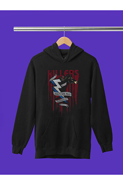 MAGORS سترة روك قطنية مطبوعة بأكمام طويلة وقلنسوة بثلاثة خيوط من THE KILLERS