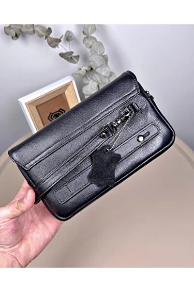 Fil Deri Genuine Leather Large Handbag with Zipper and Wrist Strap 2107