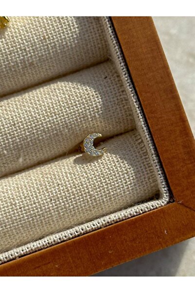 İncikcincik Taşlı Ay Piercing - 925 Ayar Gümüş