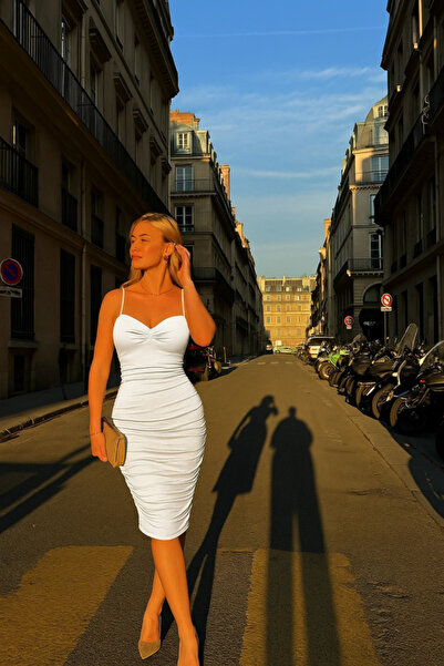 Sisa Butik ÖZEL FİYAT İthal Likralı Simli Kumaş Ip Askılı Elbise