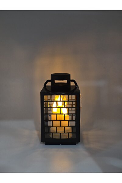 Furkan Dekoratif Pilli Led Mumlu Kandil Asılabilir Fener 21 x 11 cm