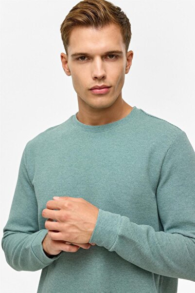 SÜVARİ Khaki Regular Plain Crew Neck Sweatshirt