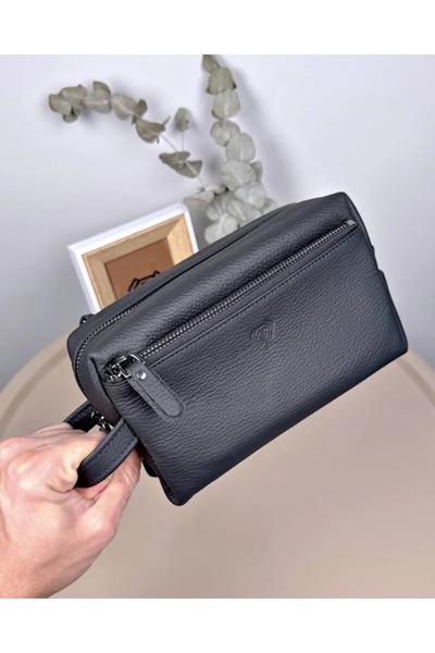 Fil Deri Genuine Leather Large Handbag with Zipper and Handle Strap 2106