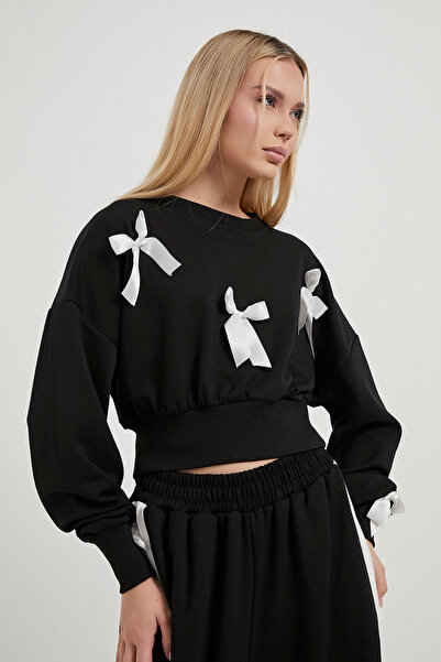 Arma Life Γυναικείο Crop Sweat & Φούτερ Φούτερ με φιόγκο Σετ δύο τεμαχίων