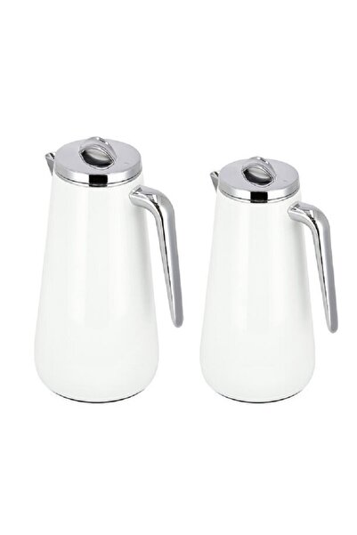 Dallaty Eve set of 2 steel vacuum flask white & chrome