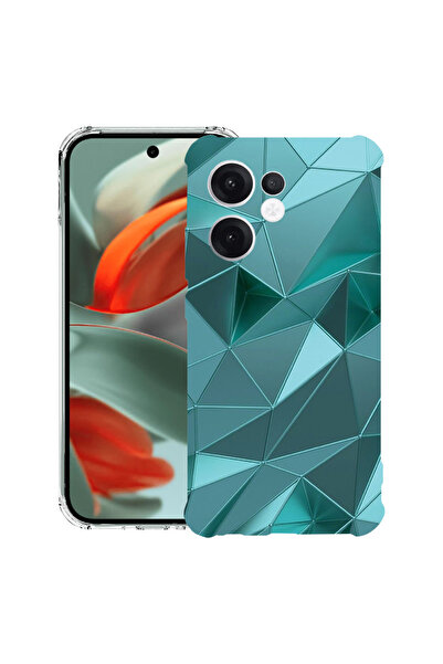 bestcase Carcasă spate antișoc pentru OPPO Reno13 F 5G, mozaic verde, 1988247...