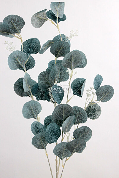 Yapay Çiçek Deposu Yapay Tomurcuklu Okaliptus Dalı 100 Cm Petrol Mavi