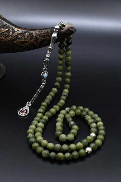 Prestige Rozariu din piatră de jad natural 99 bucăți cu ciucuri metalice 6 mm tăiat glob 902274