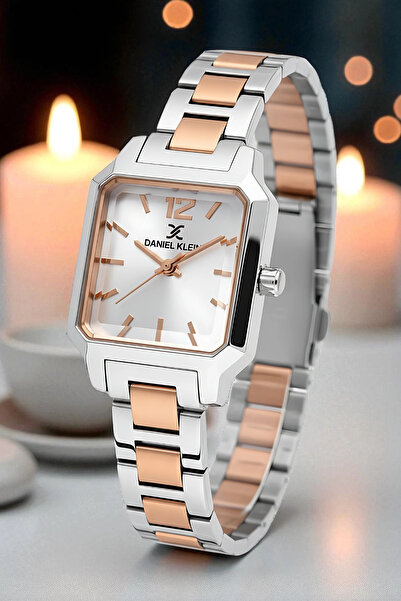 Daniel Klein Women's Wristwatch, Steel Band&Case+Bracelet Gift Rose-Silver Zmdk1199