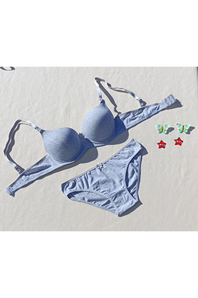 siyalife Hollow Covered Underwire Unpadded Bra and Panty Underwear Set (Hollow)