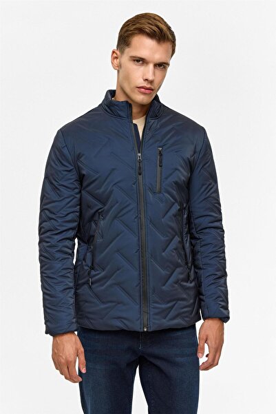 SÜVARİ Lacivert Slim Kapitone Mont