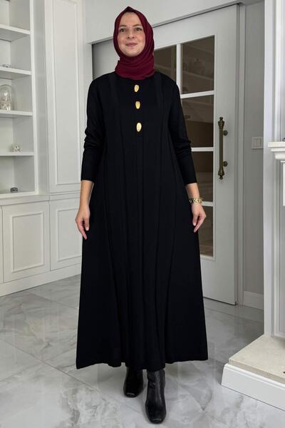 Rabia Şamlı Leaf Knitwear Dress Black