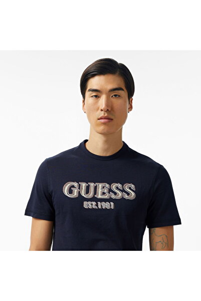 Guess MEN DARK BLUE SS CN LOGO TEE T-SHIRT