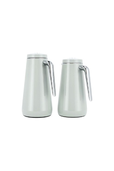 Dallaty Set of 2 steel vacuum flask grey/chrome 1.0L and 1..3L