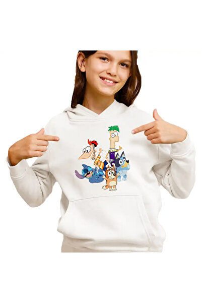 OEM Παιδικό Κοριτσίστικο Φούτερ Phineas Ferb Stitch Bluey Bingo Μπλε