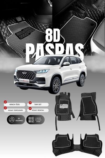 stiloto Chery Tiggo 8 Pro Max (2022 ve sonrası) 8D Deri Havuzlu Oto Paspas | ...
