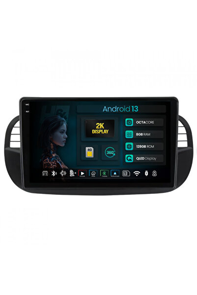 HUB64 Navigatie 2K Fiat 500 (2007-2014), 8GB RAM, Android 13, Octacore, Slot ...