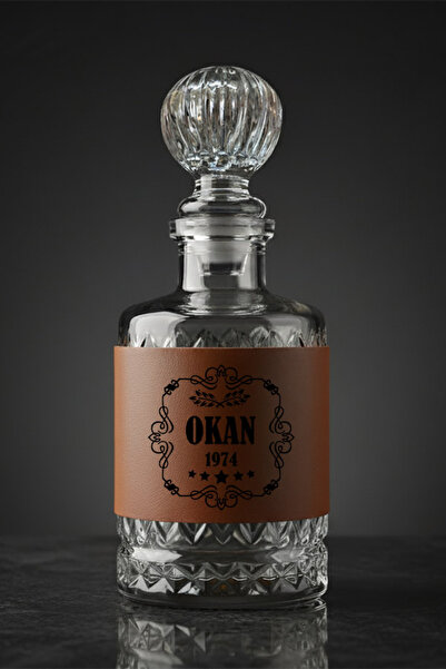 hediyemen Las Vegas Parıltılı Deri Kaplı İsim Yazılı Viski Karafı