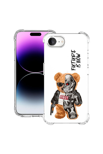 bestcase Carcasă spate antișoc pentru Apple iPhone 16e, jumătate robot, jumăt...