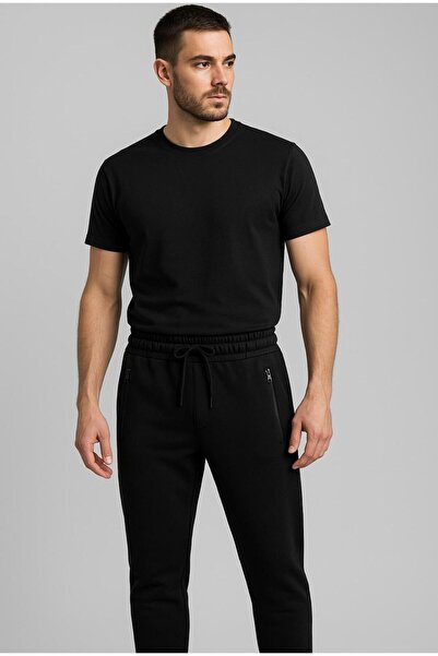 AXXEL Ανδρικό μαύρο παντελόνι Jogger με τσέπες με φερμουάρ-P2104