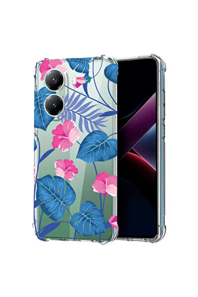 bestcase Carcasă spate antișoc pentru Poco X7 Pro 5G, flori albastre tropical...