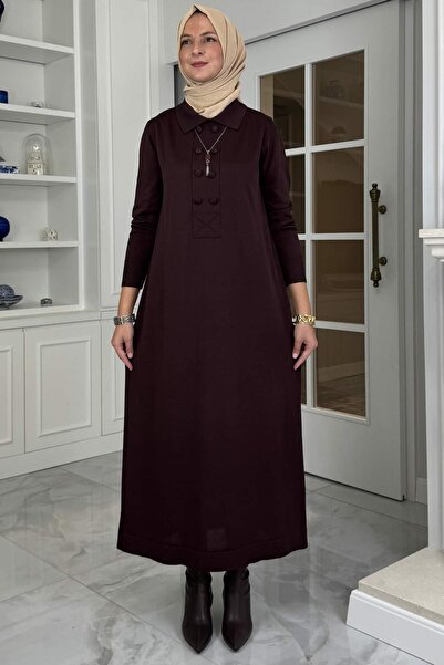 Rabia Şamlı Laçin Knitwear Dress Bitter Brown