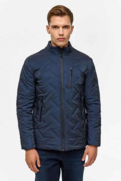 SÜVARİ Lacivert Slim Kapitone Mont