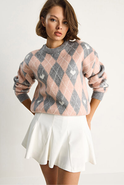 Bianco Lucci Pulover de tricotaj jacquard cu model de inimă pentru femei 9032 60283516