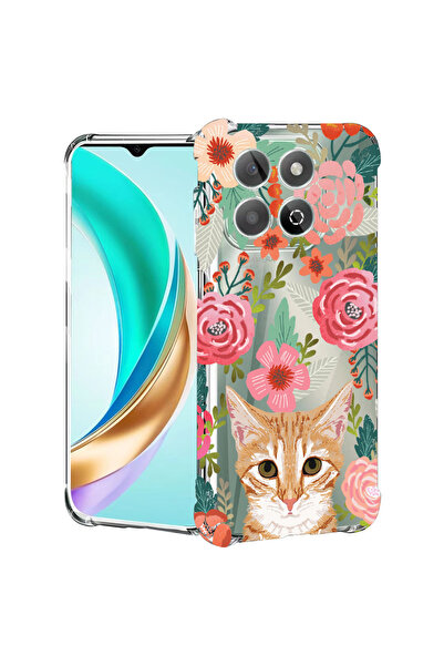 bestcase Αντικραδασμική πίσω θήκη για Honor X8C, γάτα και λουλούδια, 1988221 ...