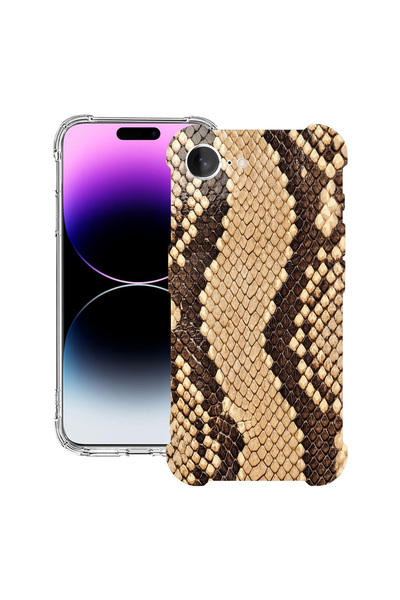 bestcase Αντικραδασμική θήκη πλάτης για Apple iPhone 16e, μοτίβο δέρματος φιδ...