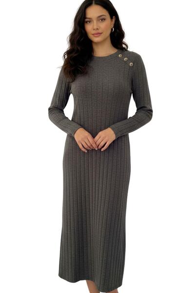 Rays 8154A Shoulder Button Detail Dress Anthracite