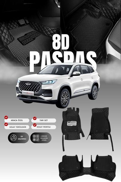 stiloto Chery Tiggo 8 Pro Max (2022 ve sonrası) 8D Deri Havuzlu Oto Paspas | ...