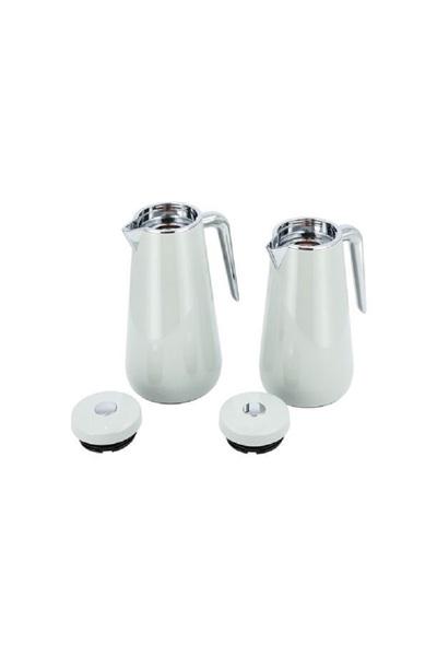 Dallaty Set of 2 steel vacuum flask grey/chrome 1.0L and 1..3L