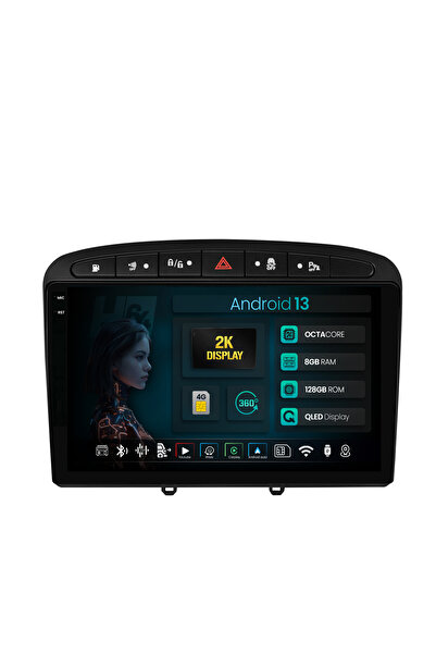 HUB64 Navigatie 2K Peugeot 308/408 (2008-2013), 8GB RAM, Android 13, Octacore...