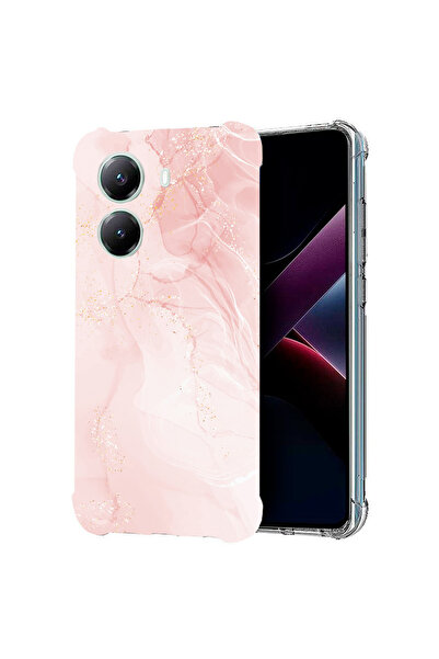 bestcase Carcasă spate antișoc pentru Poco X7 Pro 5G, roz pastel, marmură, 19...
