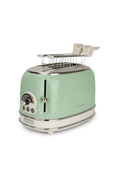 ARIETE Bread toaster VINTAGE 0155/04, 810W, 2 slices, 3 functions, 6 levels, Removable tray, Green