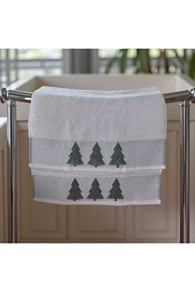 Ercahome tekstil منشفة وجه مزدوجة مطرزة من خشب الصنوبر الأبيض مصنوعة من القطن...