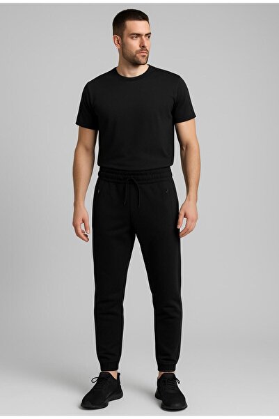 AXXEL Ανδρικό μαύρο παντελόνι Jogger με τσέπες με φερμουάρ-P2104