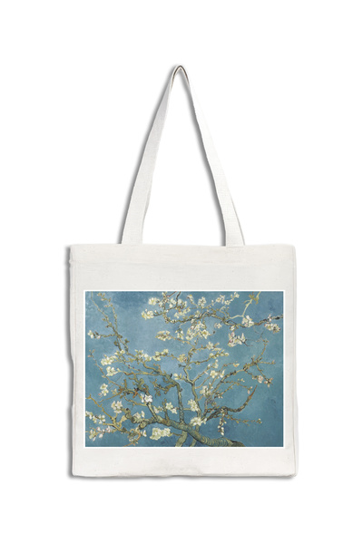 INKD Sanatsal Kanvas Çanta – Van Gogh "Almond Blossom" Tasarım - 35x40x10cm