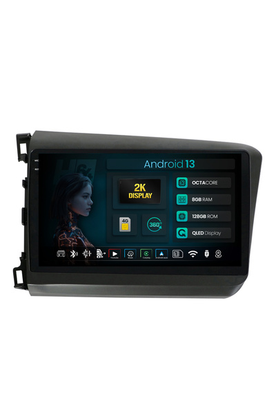 HUB64 Navigatie 2K Honda Civic (2012-2015), 8GB RAM, Android 13, Octacore, Sl...