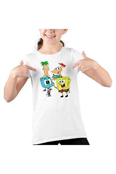 OEM Tricou Copii Fete Phineas Ferb Gumball Spongebob