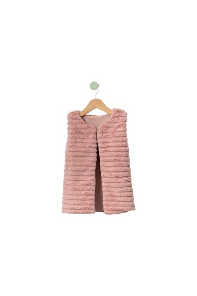 bupii baby Kız Bebek Çizgili Peluş Yelek