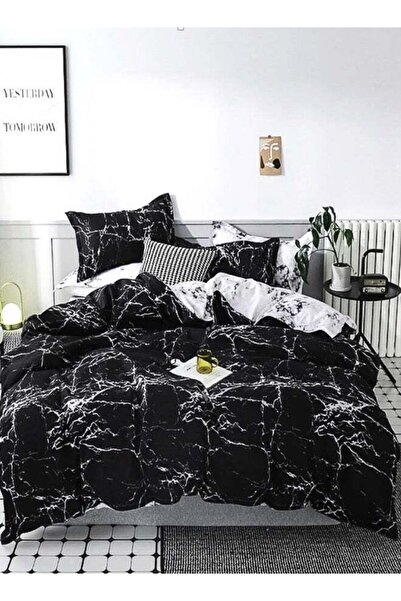 LUNA HOME Single Size Bedding Set 4 Pieces Without Filler, Marble Design