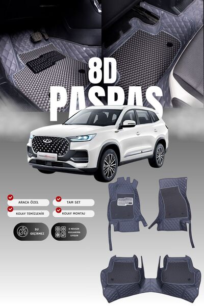 stiloto Chery Tiggo 8 Pro Max (2022 ve sonrası) 8D Deri Havuzlu Oto Paspas | ...