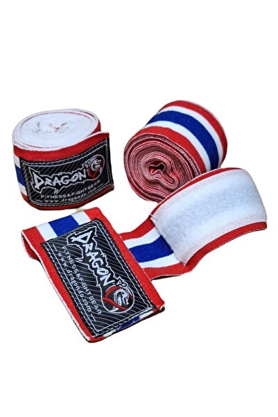 Dragondo 83818 Thailand Bayraklı 3,5 Metre Elastik Bandaj Boks Bandajı Muay Thai Bandajı Kick Boks B